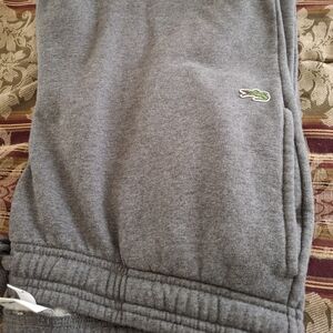 Lacoste Mens Heather Gray Logo Croc Sweat Joggers